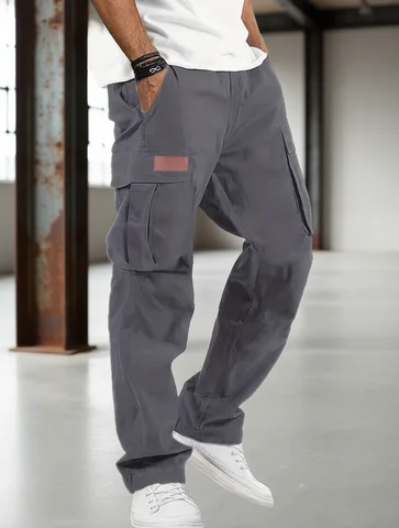 Men's pants pocket casual American style high street multi pocket workwear pants for men's new trendy loose straight leg versatile casual long pants