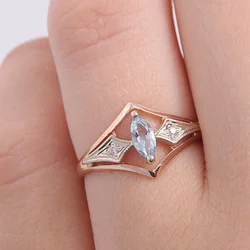 CAOSHI Fashion Design Blue Zirconia Finger Ring Femal Engagement Party Accessories Stylish Jewelry for Wedding Ceremony Party