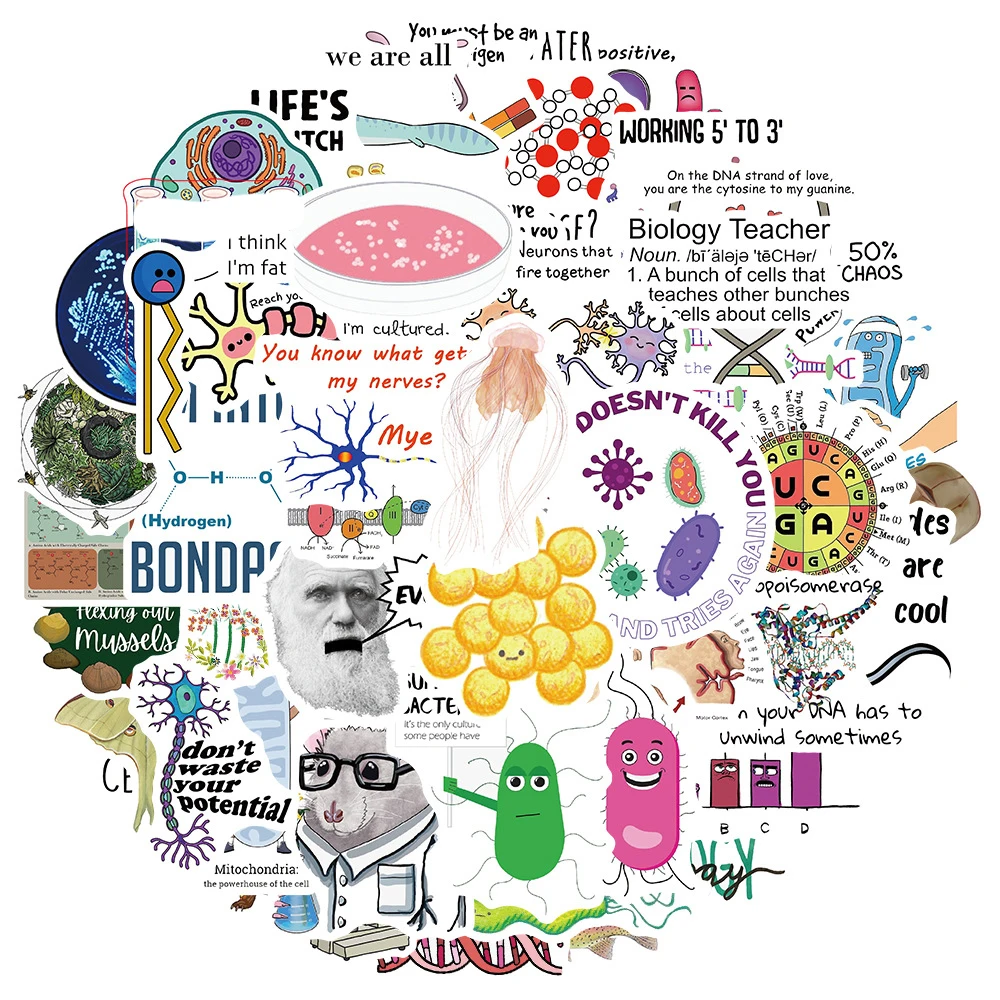 10/30/50/100pcs Science Lab Biology Stickers Funny Aesthetic Decals Laptop Skateboard Motorcycle Phone Car Waterproof Sticker
