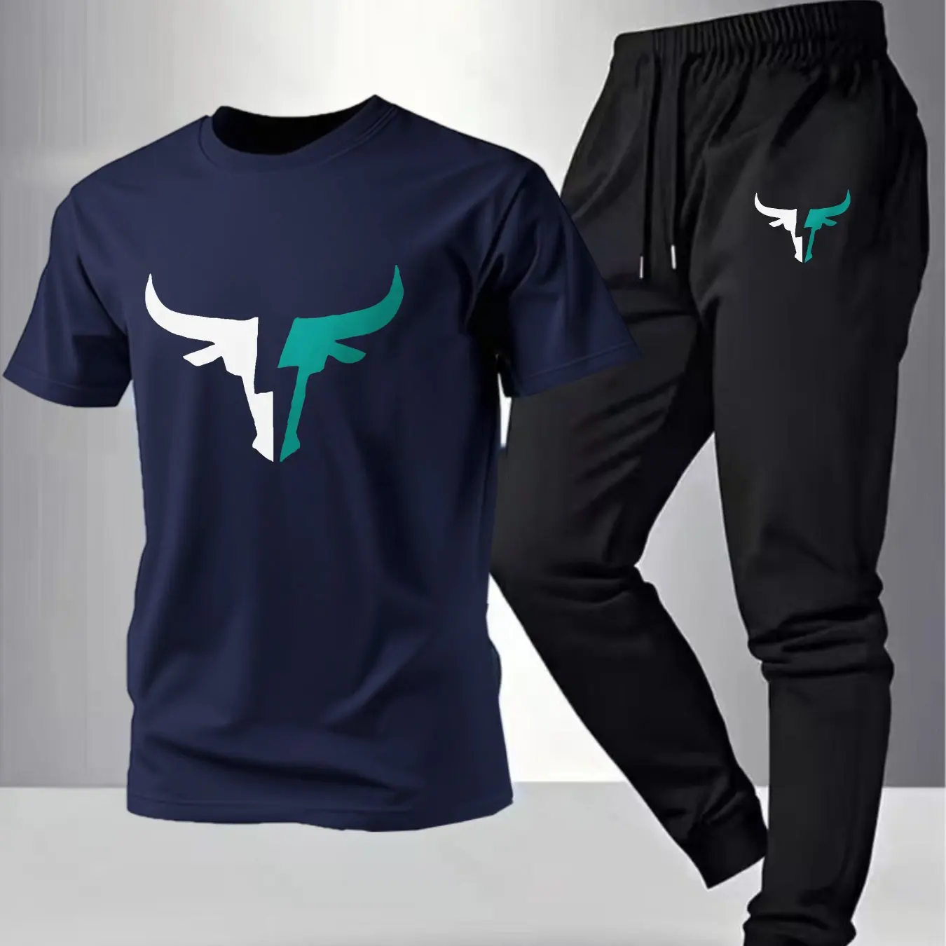 

Новый модный повседневный комплект-двойка 2026 года с логотипом быка, подходит для активного отдыха и повседневных прогулок