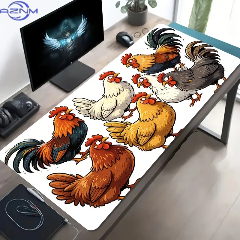 1pc Large Size Esports Gaming Mouse Pad, Cute Chick Group Play Cartoon Pattern, Non-Slip Rubber Bottom Large Size Desk Mat Offic