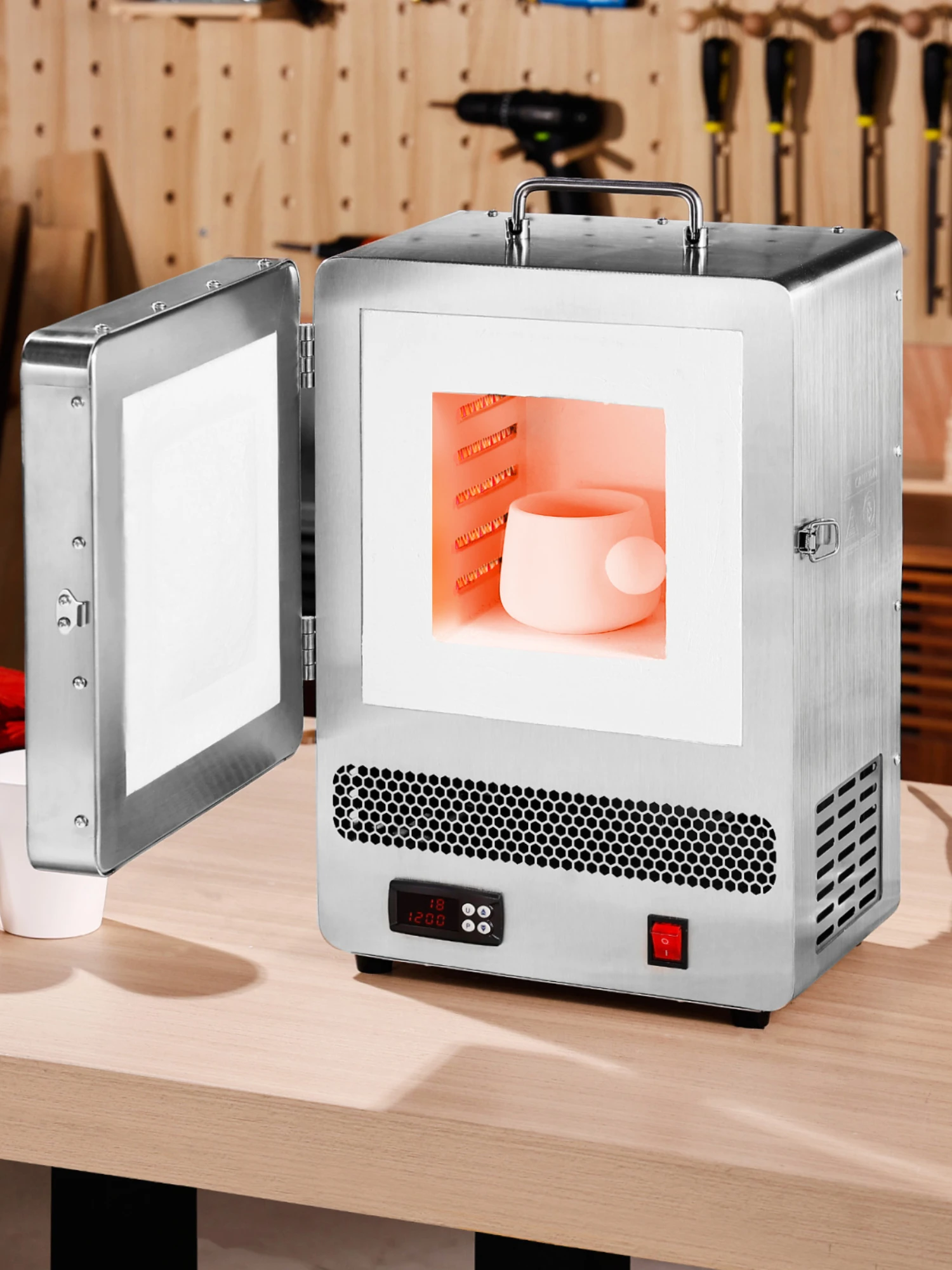 SucceBuy 1500 W elektrische smeltoven maximale temperatuur 2192 ℉   Roestvrij staal metalen klei DIY metaal temperglazuur op aardewerk - afbeelding 2