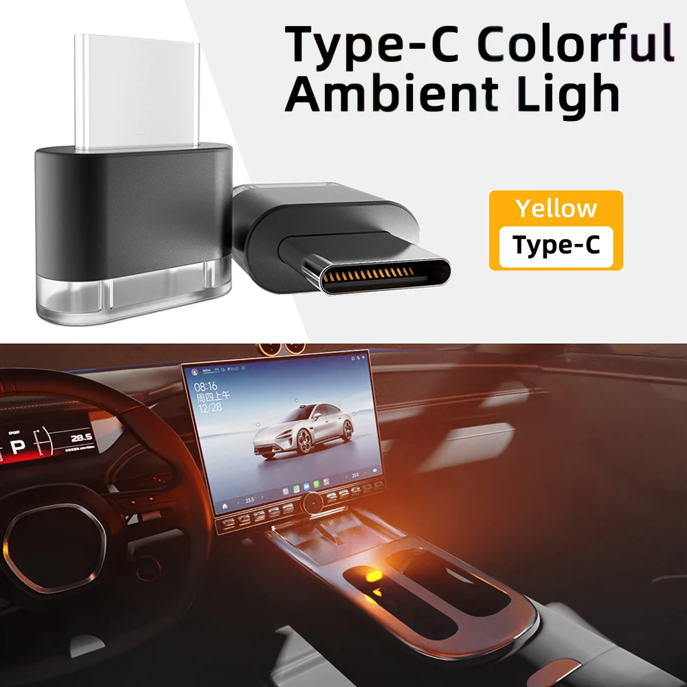 Neue Typ-C Auto Innen Umgebungs Atmosphäre Licht LED Signal Lichter Auto Lesen Lampe Dekorationen Auto Innen Zubehör
