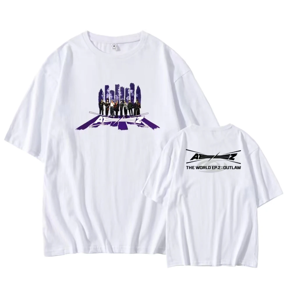 Ateez T-shirts 2023 Kpop Graphic Oversize Men Cotton Short Sleeve Tee Women Top Korean Fashion Summer