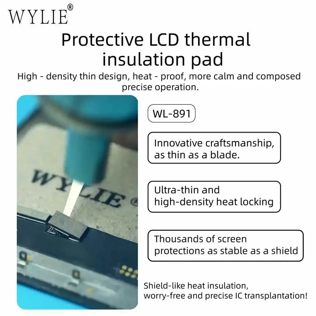 Wylie WL-891 tela lcd ic transplante almofada de isolamento de segurança térmica protetora-10 pçs/saco não danifica a tela do telefone móvel