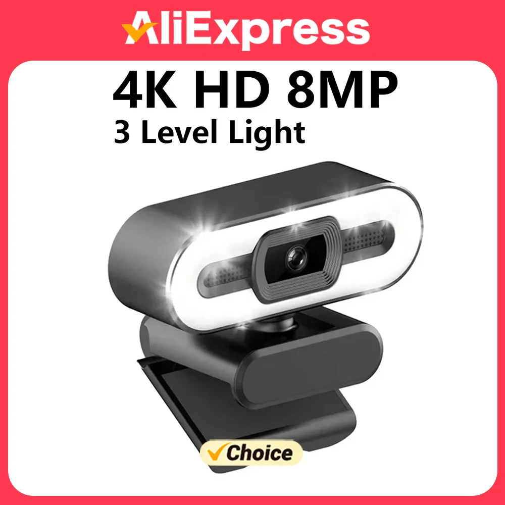 

Portable Full HD 1080P 2K 4K Webcam PC Laptop Auto Focus Webcam Live Streaming Flexible with Microphone Live Broadcast withLight