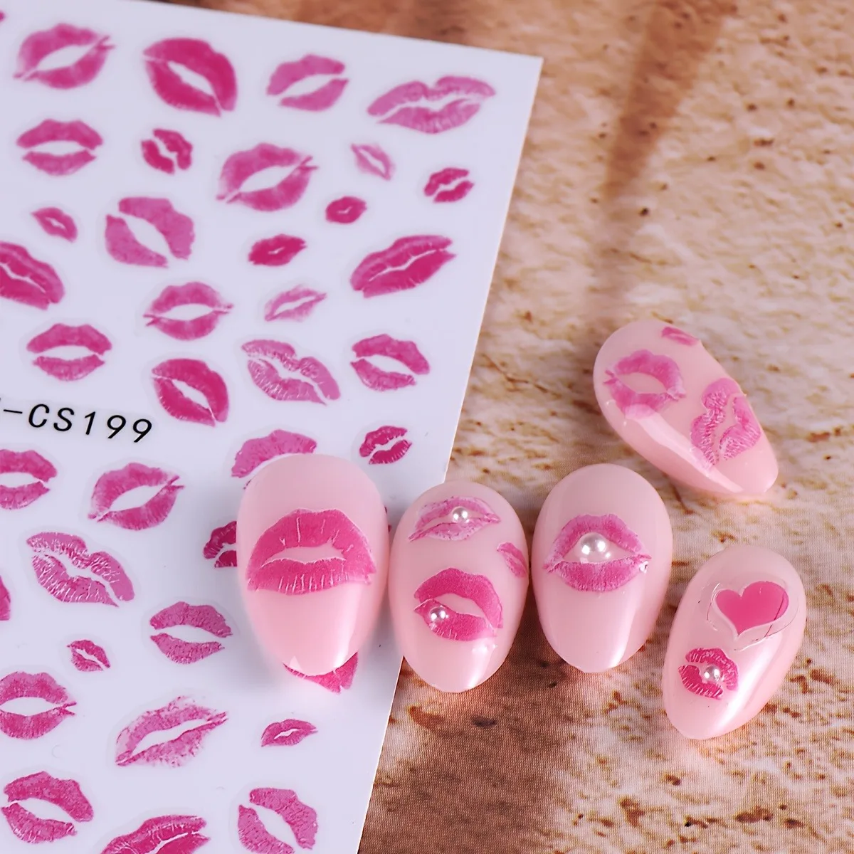 สติ๊กเกอร์ติดเล็บรูปปากวาเลนไทน์ 3 ชิ้น ใช้งานง่ายสำหรับตกแต่งเล็บ DIY ของขวัญ งานปาร์ตี้ และแต่งหน้างานแต่งงาน