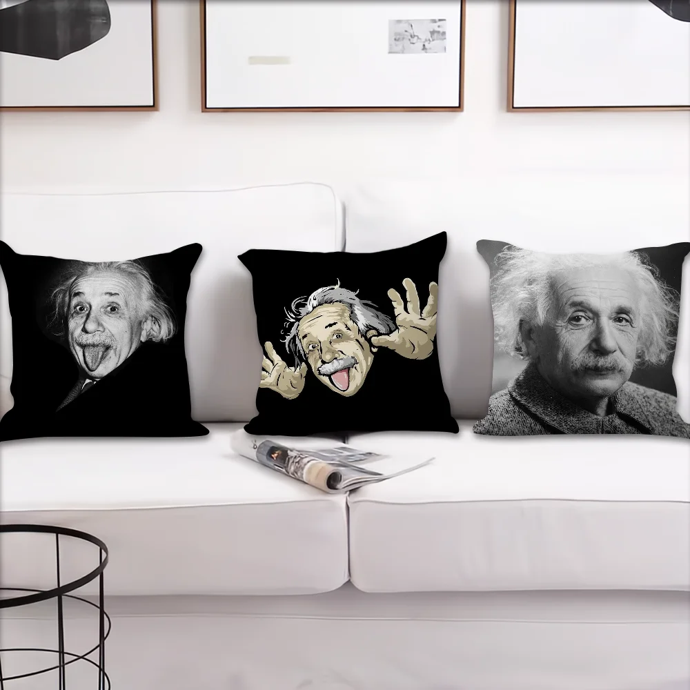 Famous Man Funny Pillow Case For Sofa Bedroom Living Room Office Bedside Table Backrest Cushion Printing Square E-EinsteinS