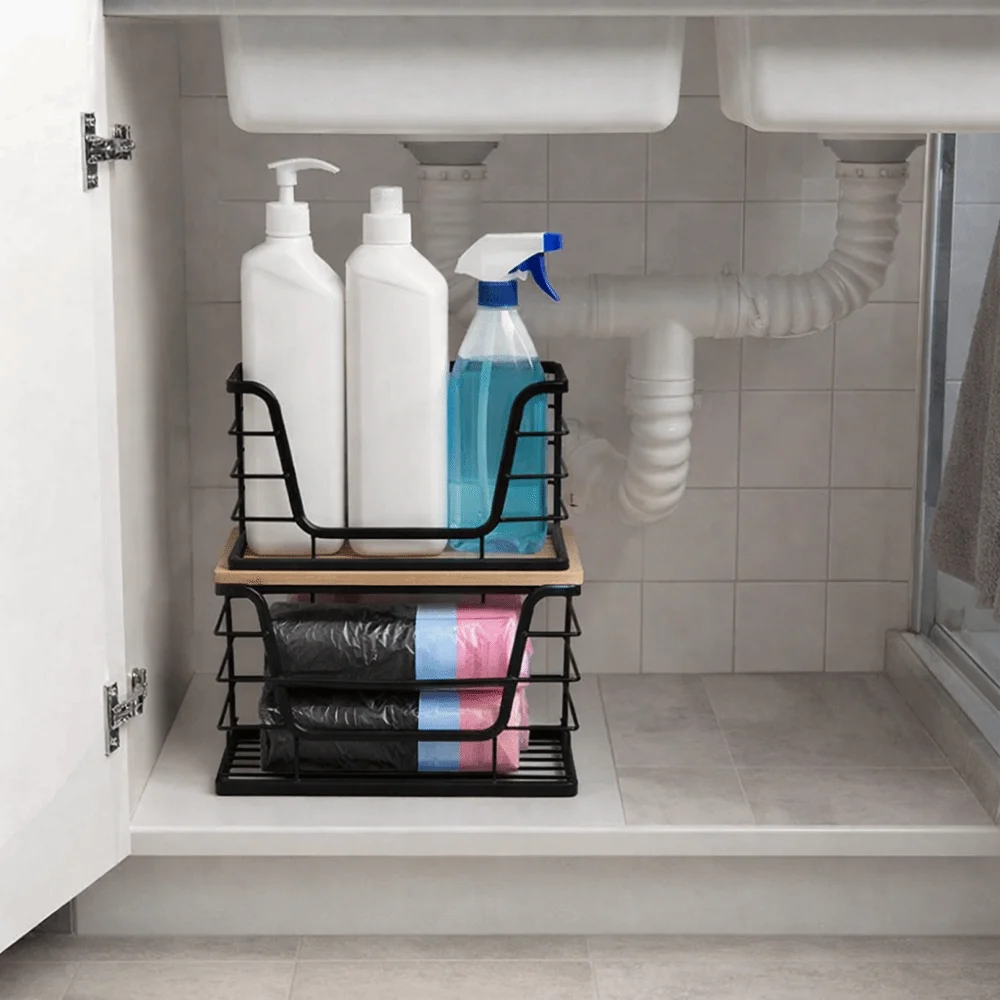 2-pezzi-porta-sacchetti-per-rifiuti-in-acciaio-al-carbonio-salvaspazio-nero-cestino-portafrutta-con-coperchio-in-bambu-dispenser-per-sacchetti-della-spazzatura-per-cucina