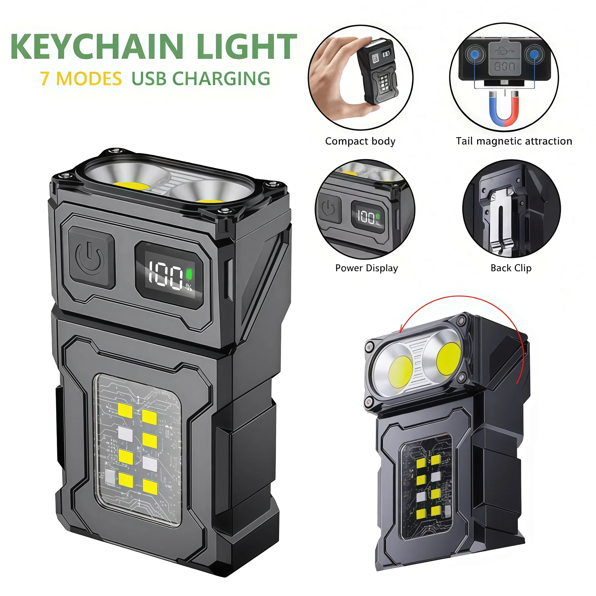 

Mini USB Rechargeable LED Flashlight Portable Magnetic Work Light Super Bright COB Torch for Outdoor Camping Emergency Lantern