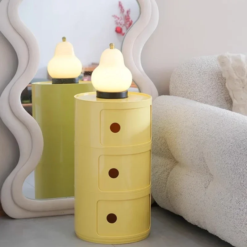 Nordic Bedside Table Circular Nightstand with Storage Space-Efficient Plastic Organizer for Modern Bedrooms image 3