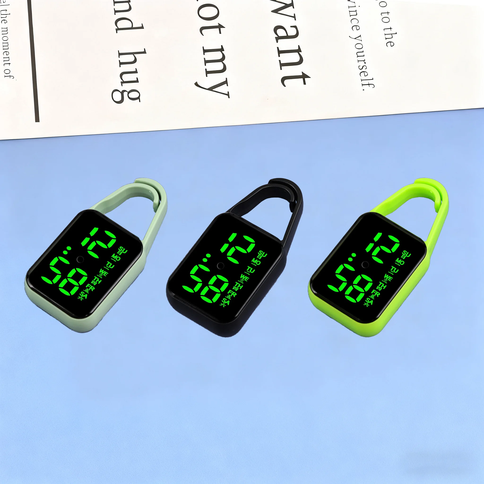 

Simple portable luminous LED square pendant children's watch, suitable for students schoolbag pendant, Christmas gift