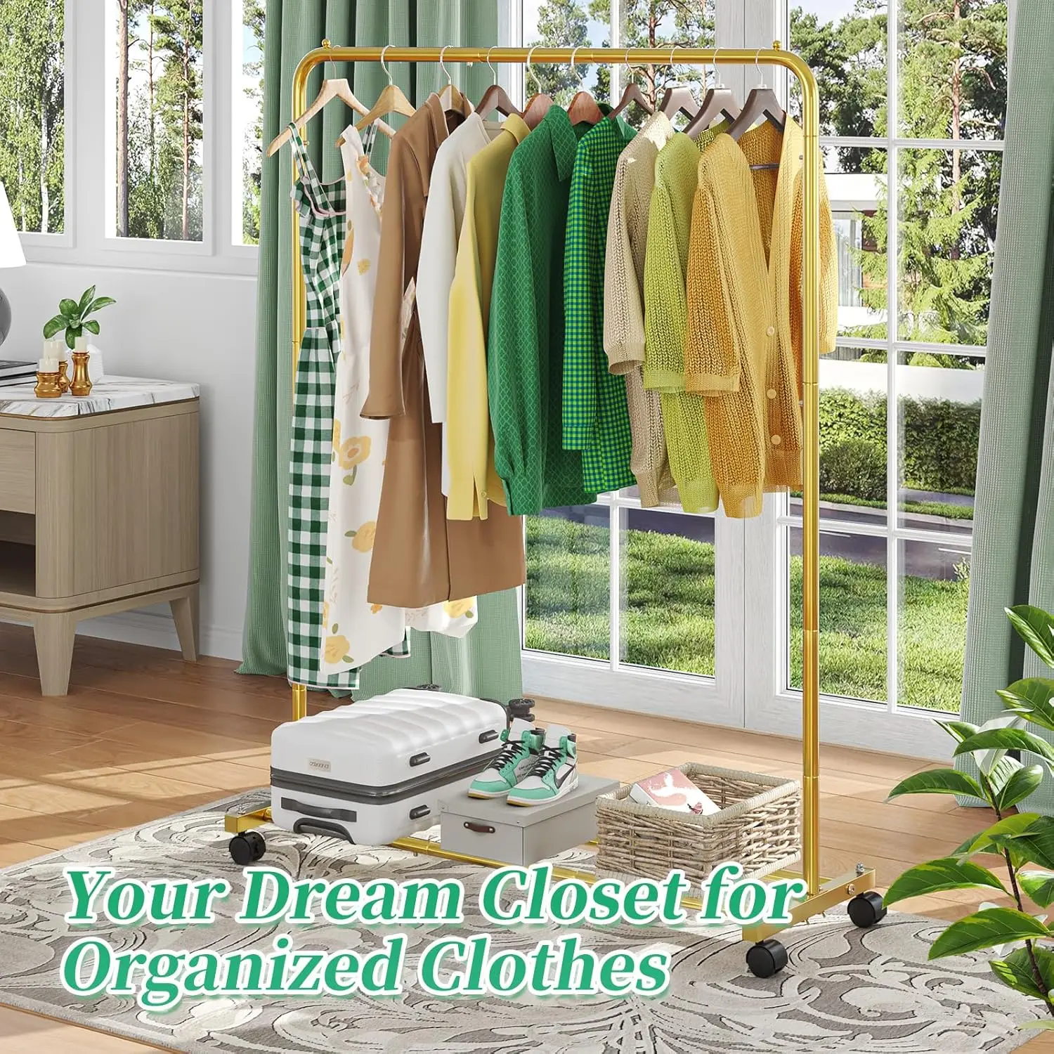 Standard Clothes Clothing Garment Rack with Storage Shelves