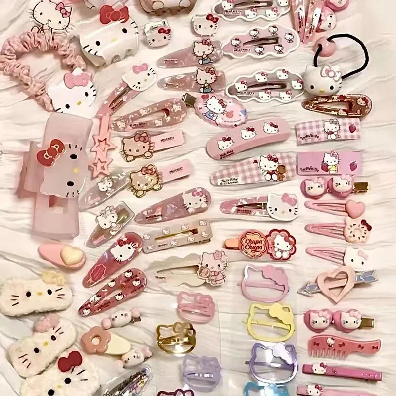 19-Pack Sanrio Hello Kitty Hair Clip Anime Cute High-Looking Cartoon Student Children Hair Clip Hair Accessory Toy Girl Gift