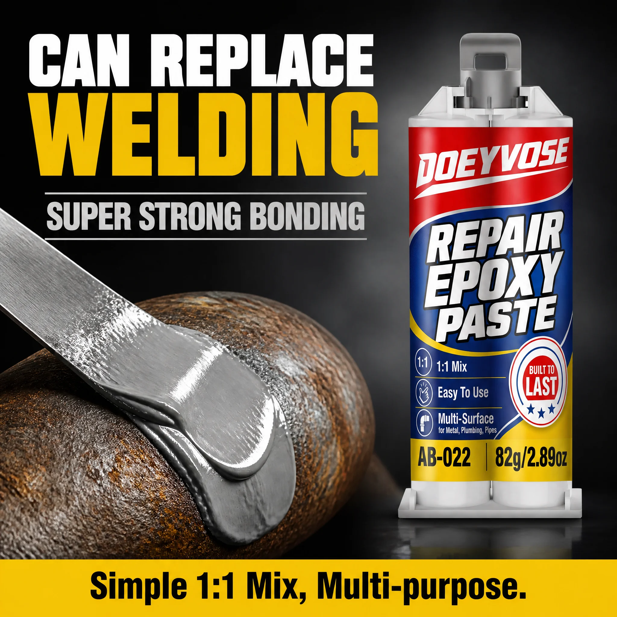 82g AB Casting Repair Paste Metal Filler Glue for Broken Iron Steel Aluminum Cast Repair