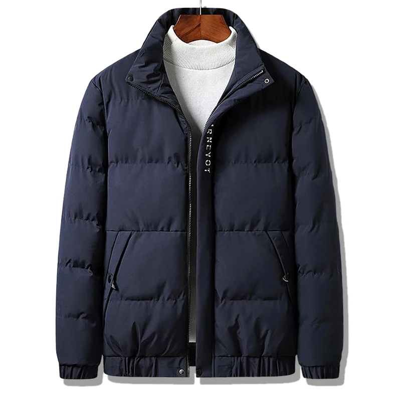 

New Men‘s Parkas Winter Cotton-Padded Jackets Thick Warm Windproof Quilted Jacket Fashion Casual Puffer Coat Solid Color Outwear