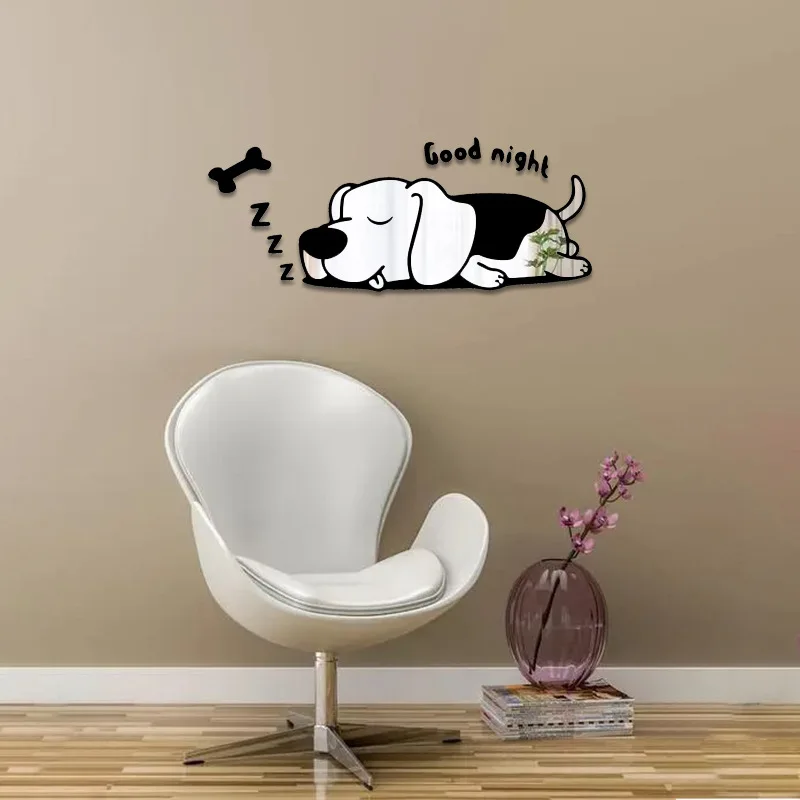 

3D DIY Cartoon Dog Wall Sticker for Living Room,Kid Bedroom, Home Decor, Acrylic Mural Stickers, Mirror Wall Art Wallpaper