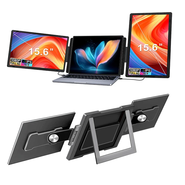 TCDSTAR 14 15.6 Inch FHD IPS Rotate Dual Screen Dual Display Triple Screen LED Portable Multi-Screen Laptop Extender Monitor