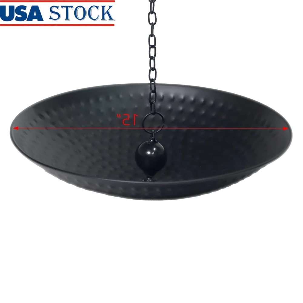 

15in Metal Rain Chain Basin Drainage Decorative Water Catcher Sturdy Garden Feature with Attached Chain