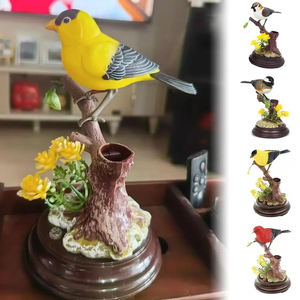Simulation Voice Control Little Bird Creativity Cute Bird Decorative Item Room Home Decoration Toys For Children Gift C0i1