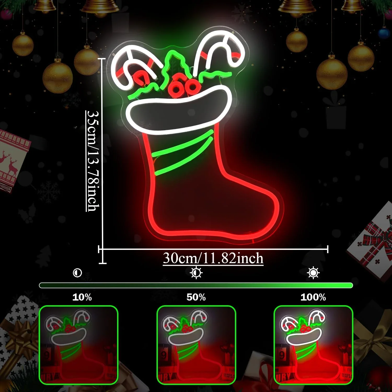 عيد الميلاد LED ضوء النيون تسجيل عيد الميلاد تخزين النيون تسجيل جدار ديكور لغرفة النوم غرفة المعيشة حفلة مهرجان هدية للأطفال #2