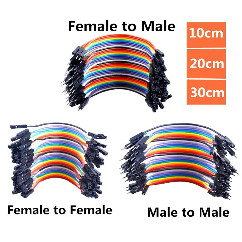 40Pin DuPont Female To Female Male To Female Head Male To Male Color Flat Wire Bread Line 2.54MM 10cm/20cm/30cm