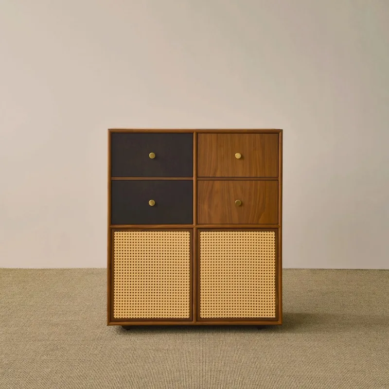 Color-blocking rattan sideboard, personalized storage cabinet