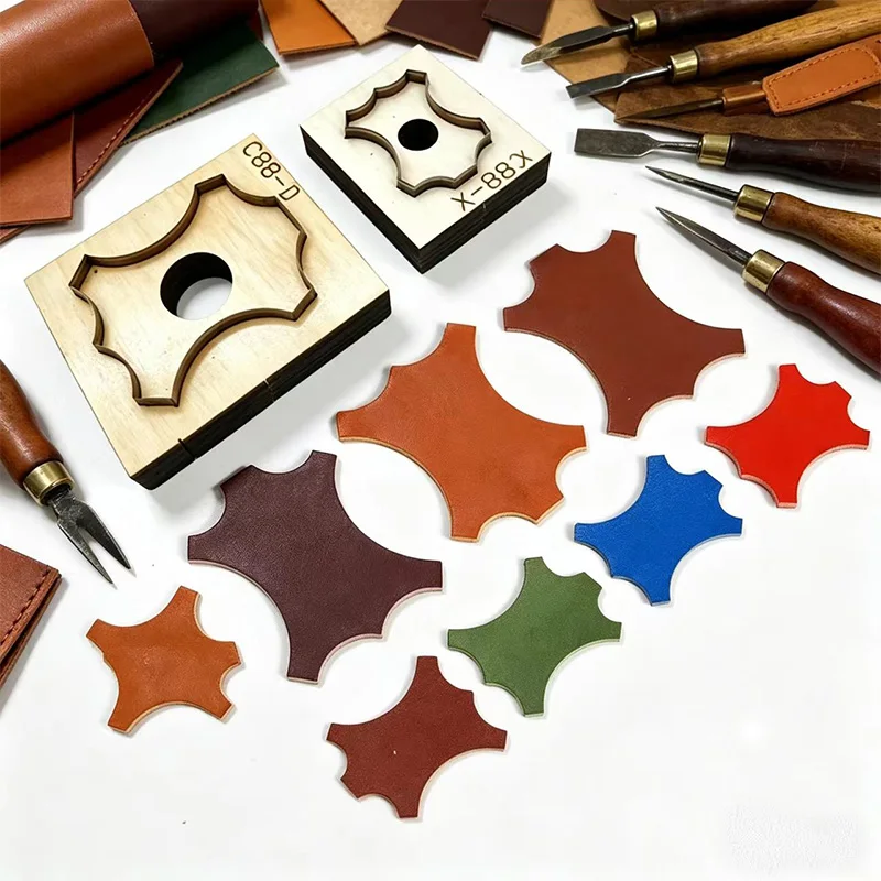 C88 Quadrilateral Floral Leather Cutting Die Handmade Leather Goods DIY Tool Decoration Piece Pendant Making Mold