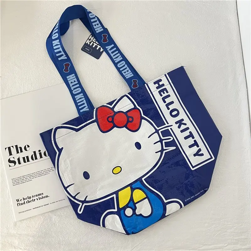 

kawaii Handbag KT cat Cute Shoulder Shopping Bag Environmentally Friendly Hand-held Woven Learning waterproof Storage Bag Gifts