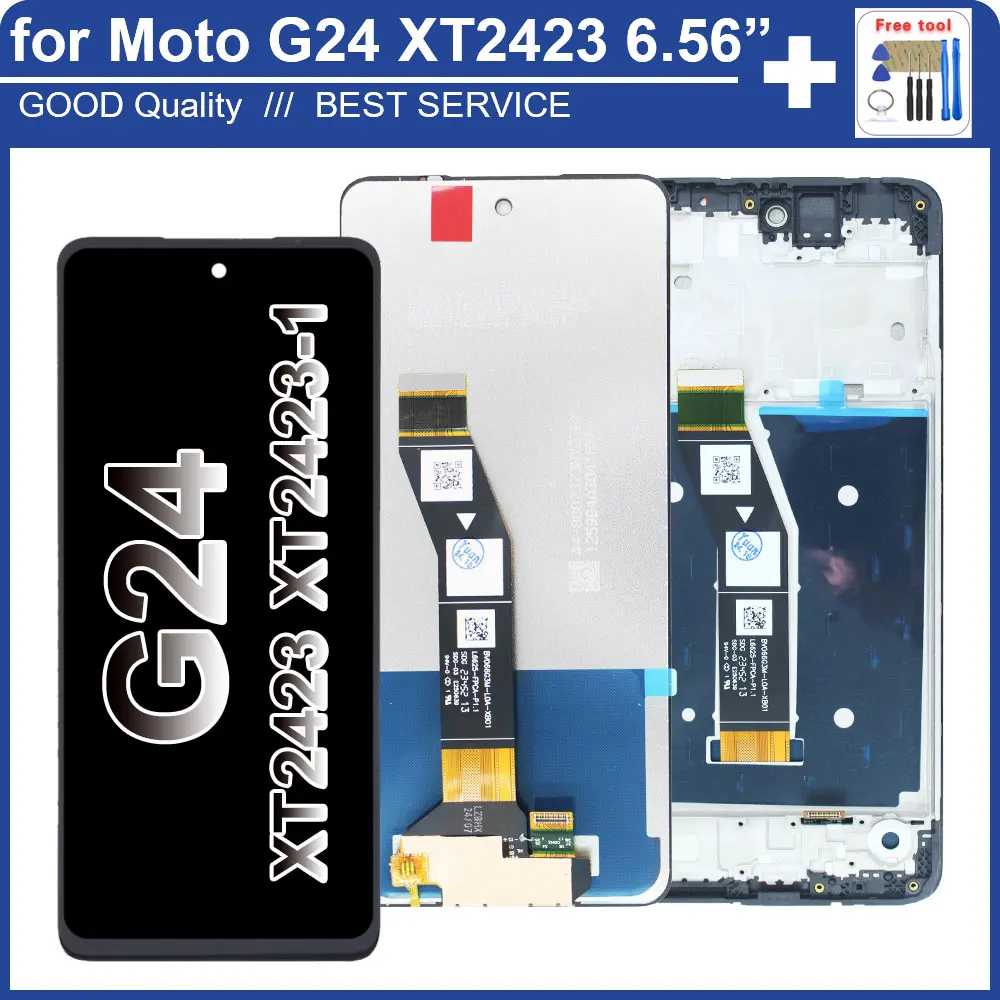 

6.56“ LCD for Motorola Moto G24 2024 XT2423 LCD Display Touch Screen Digitizer Assembly Replacement for Moto G24 LCD With Frame