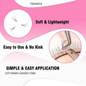 Tdance Pointhy Basis Eyelashheasen -Erweiterungen, Lastelces, vorgefertigter Mediumstiel, scharfer, dünnes Volumen -Russo, 500 Ventilatoren, 5d 6d 8d 10d 8 Hauptverkäufe Russian Volume Fans - №2
