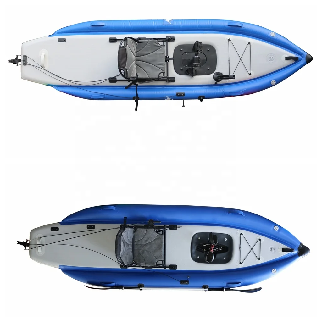 

12 Foot Inflatable One-Person Pedal Drive Sport Kayak Hot Sale PVC Hull Material Canoe Sea Fishing Rivers (4m Length)
