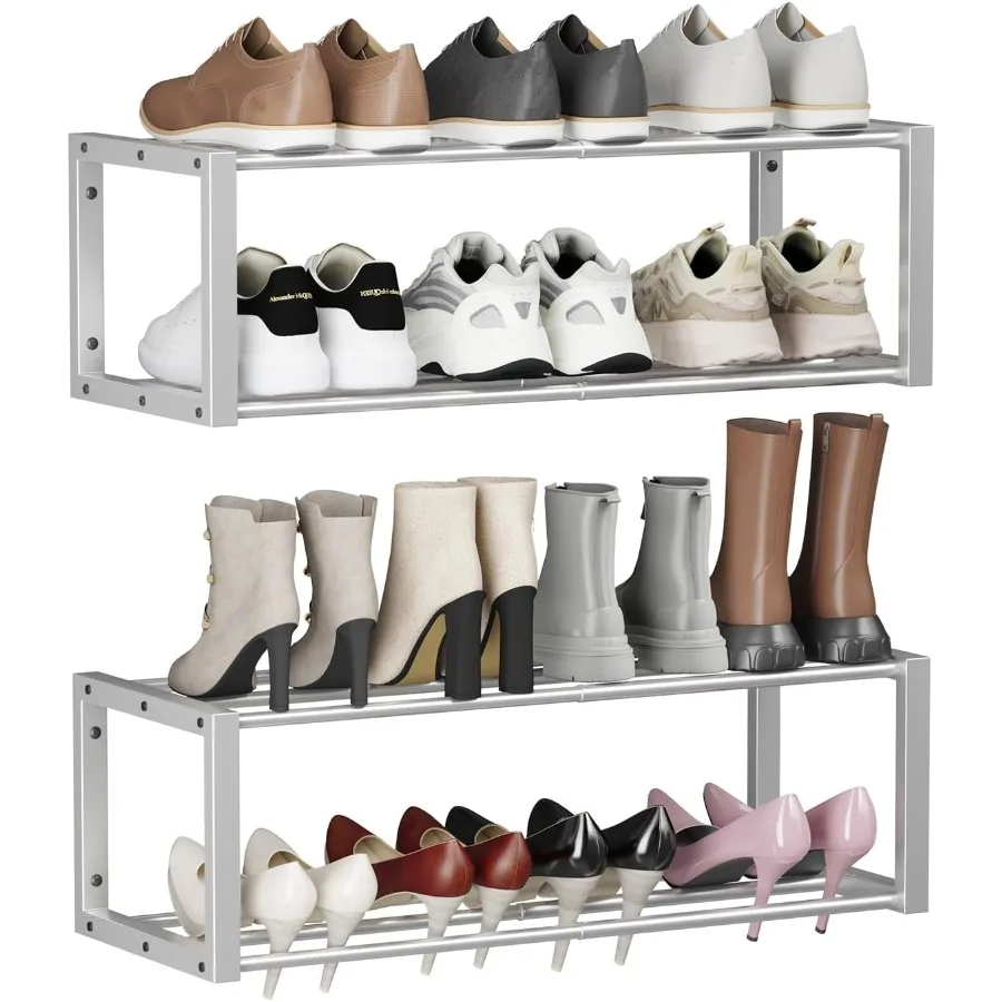 

Hanging Shoe Organizer2 Pack Wall Mounted Shoe Rack Holds 12 Pairs Space Saving Metal Wall Shoe Rack Hanging Shoe Rack Shoe Hol