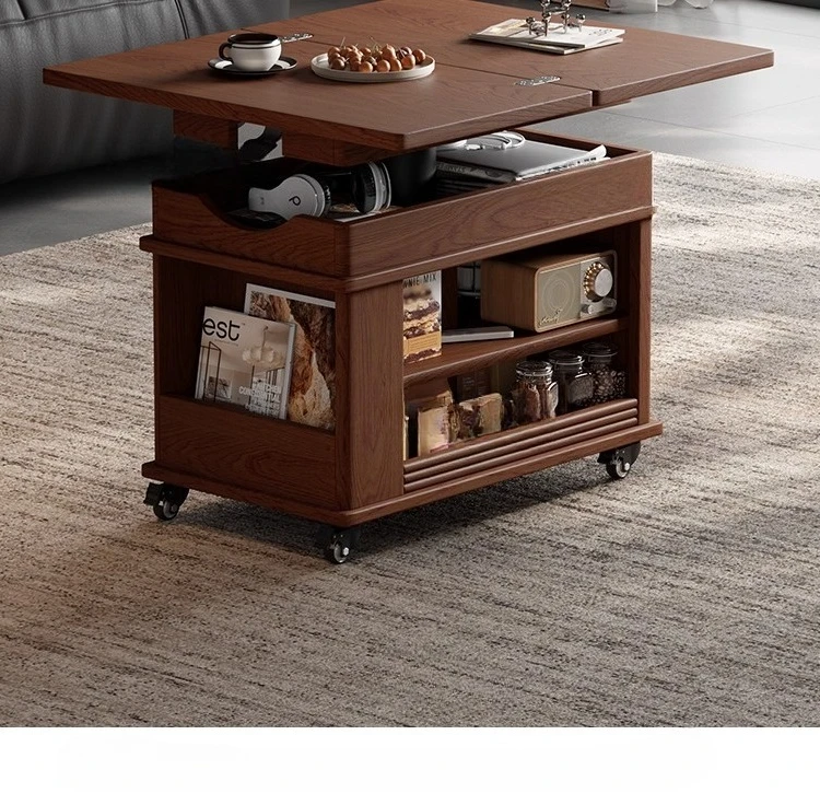 Folding coffee table can be lifted, household sofa side cabinet can be moved