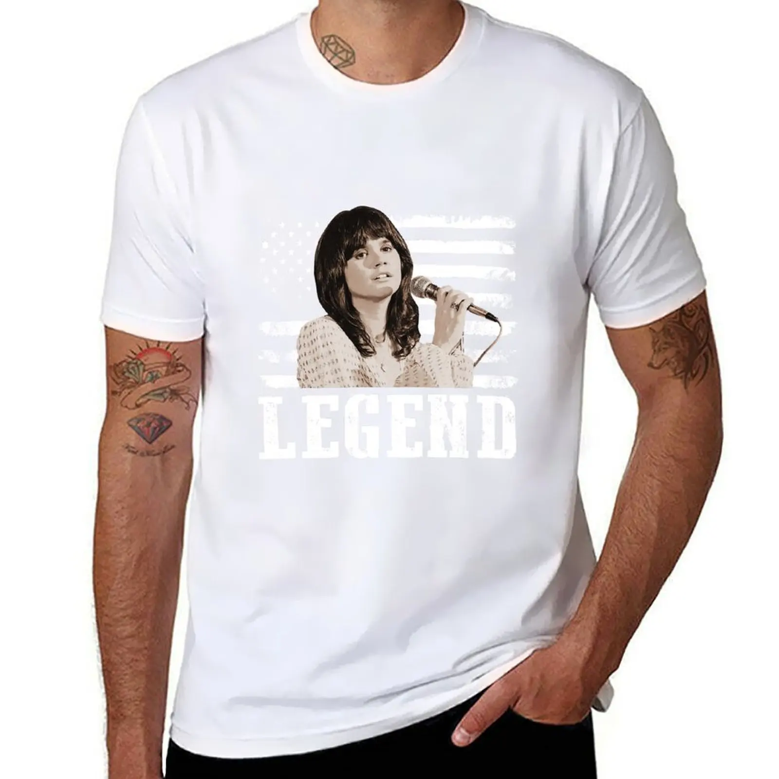 

Distressed American Flag Linda Ronstadt Music Legend T-Shirt man t shirts cotton man t shirts high quality luxury brand T-Shirt