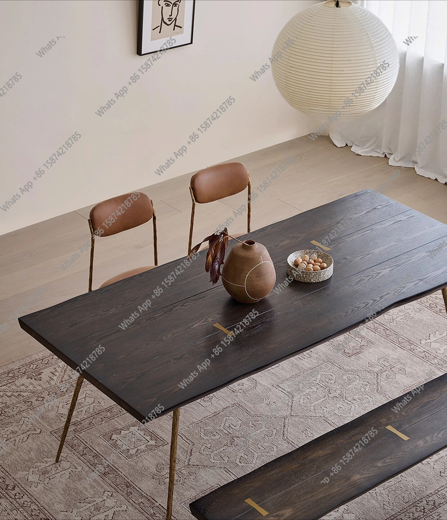 

Французский средневековый ретро-стиль, обеденный стол из цельного дерева, черный обеденный стол в индустриальном стиле для гостиной, дома