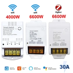 WIFI / ZIGBEE Max 30A Smart Switch 6600W / 4000W Relay Module Wireless Tuya Smartlife App Remote Control Breaker 3 Types