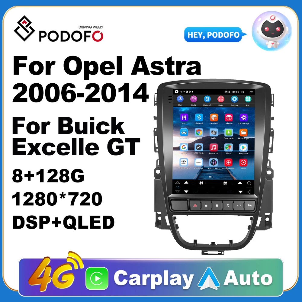 Podofo Android 11 Auto Radio für Opel Astra 2006-2014 Buick Excelle GT Multimedia Player 2 Din GPS Karten carplay Auto Stereo DVD