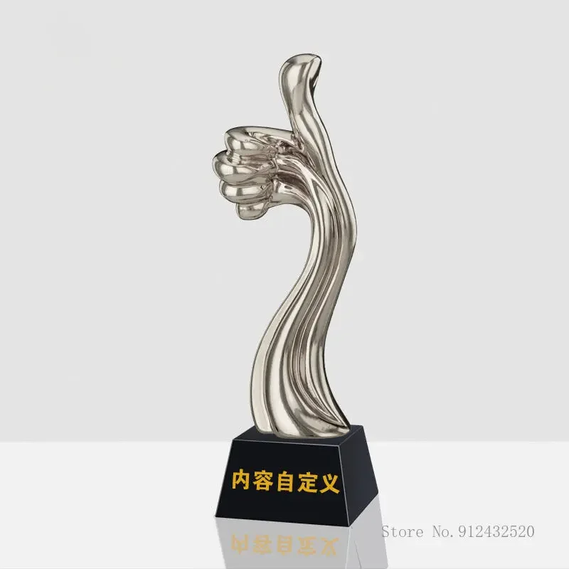 Customization Creative Thumb Shaped Resin Trophy Annual Meeting Awards Honors Outstanding Employee Gold, Silver, Copper Souvenir