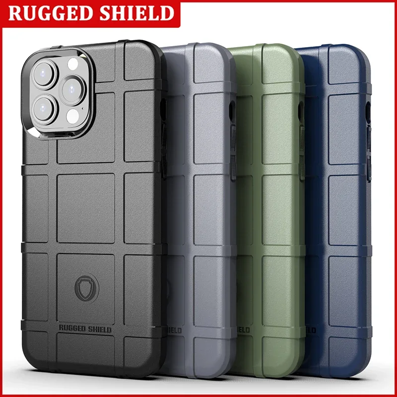 Rugged Shield Non-Slip Shockproof Phone Case for IPhone 14 Plus 12 13 Mini 11 15 16 Pro Max XR Xs SE2022 Back Cover Fundas