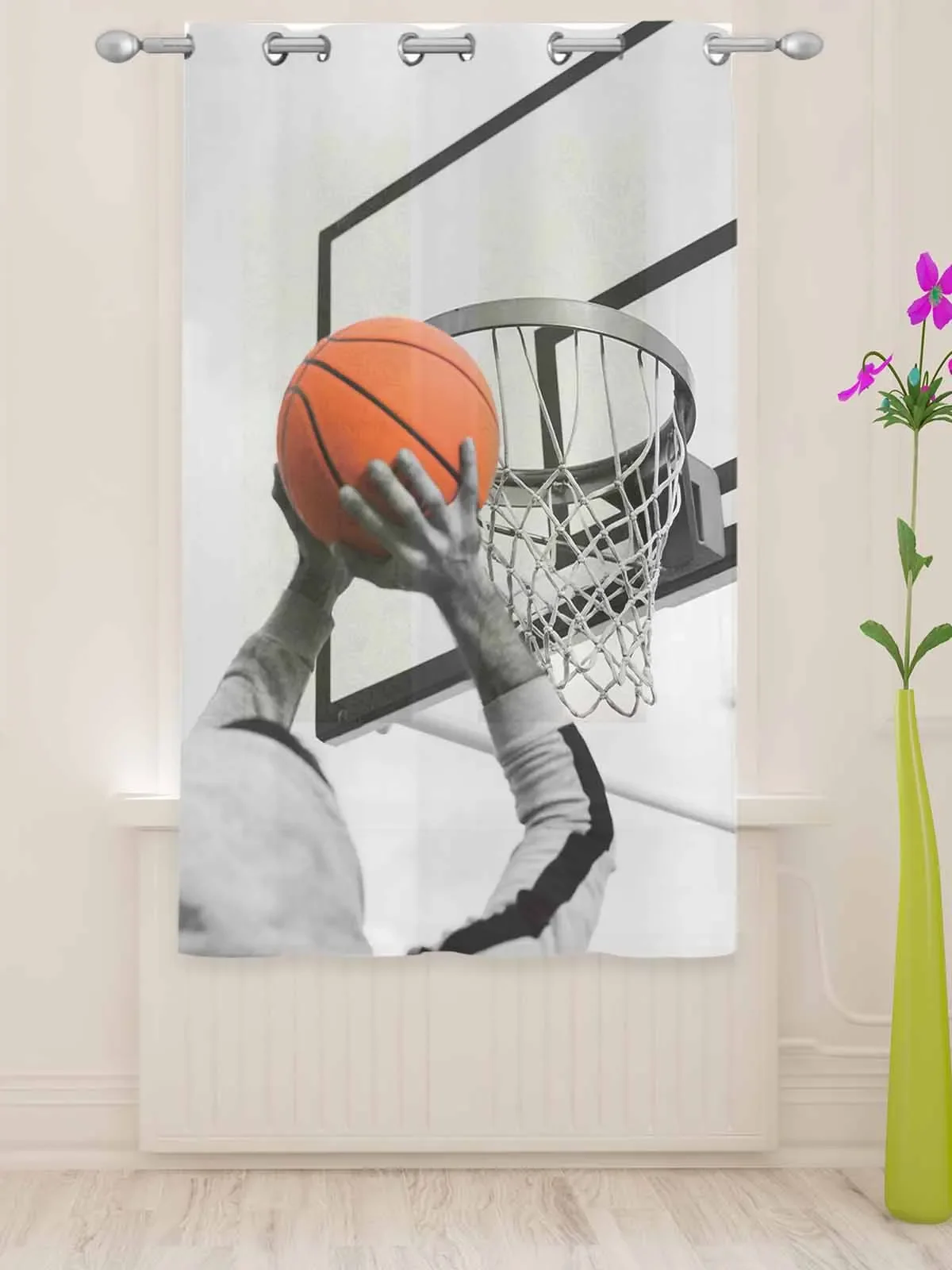 Basketball Sport Shooting Sheer Curtains For Living Room Window Transparent Voile Tulle Curtain Cortinas Drapes Home Decor