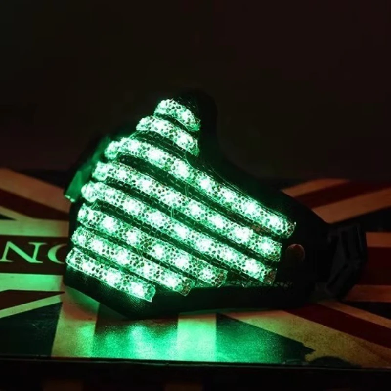 

LED Blinking Glowing Face Mask Bar Party Future Warrior Charging Model Glowing Masks Halloween Christmas Cosplay Props