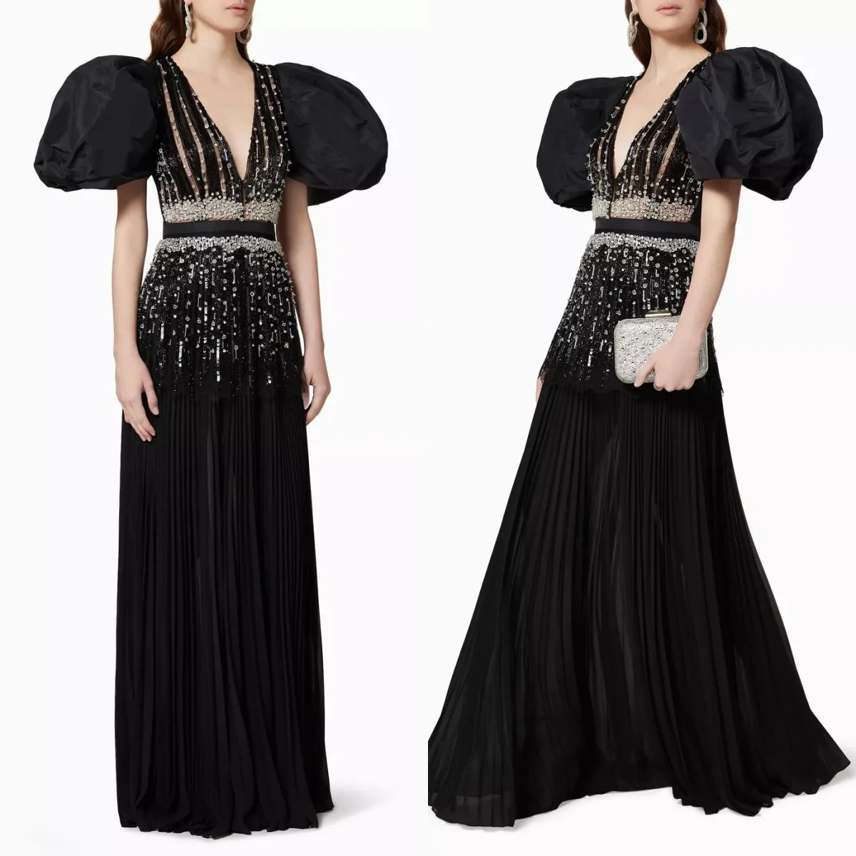 

L601 Новое поступление, черные вечерние платья с короткими рукавами, расшитые бисером и кристаллами فساتين платья de fiesta فساتين заслуживание