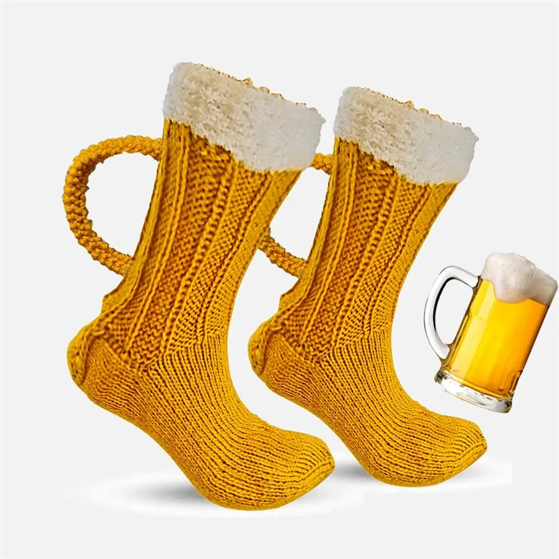 

Oktoberfest Socks Creative Beer Mug Knitted Socks Funny Holiday Gifts Yellow Men's Mid Tube Socks Halloween Costume Accessories