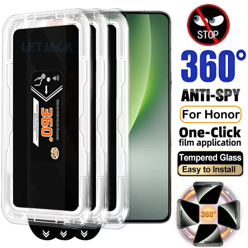 

Oleophobic Coating 360° Privacy Screen Protector For Honor Magic8 Lite X70i X70 Power2 Magic8 Pro Air Dust Free Install Glass