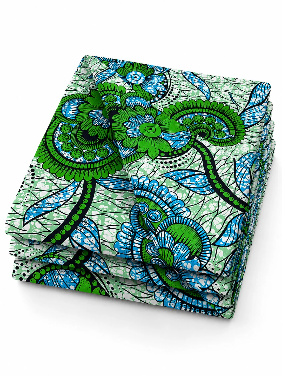 High Quality African Real Wax Ankara Fabric Green Blue Floral Print 6 Yards 100% Cotton Nigerian Wax Cloth For Ladies Dress view 5
