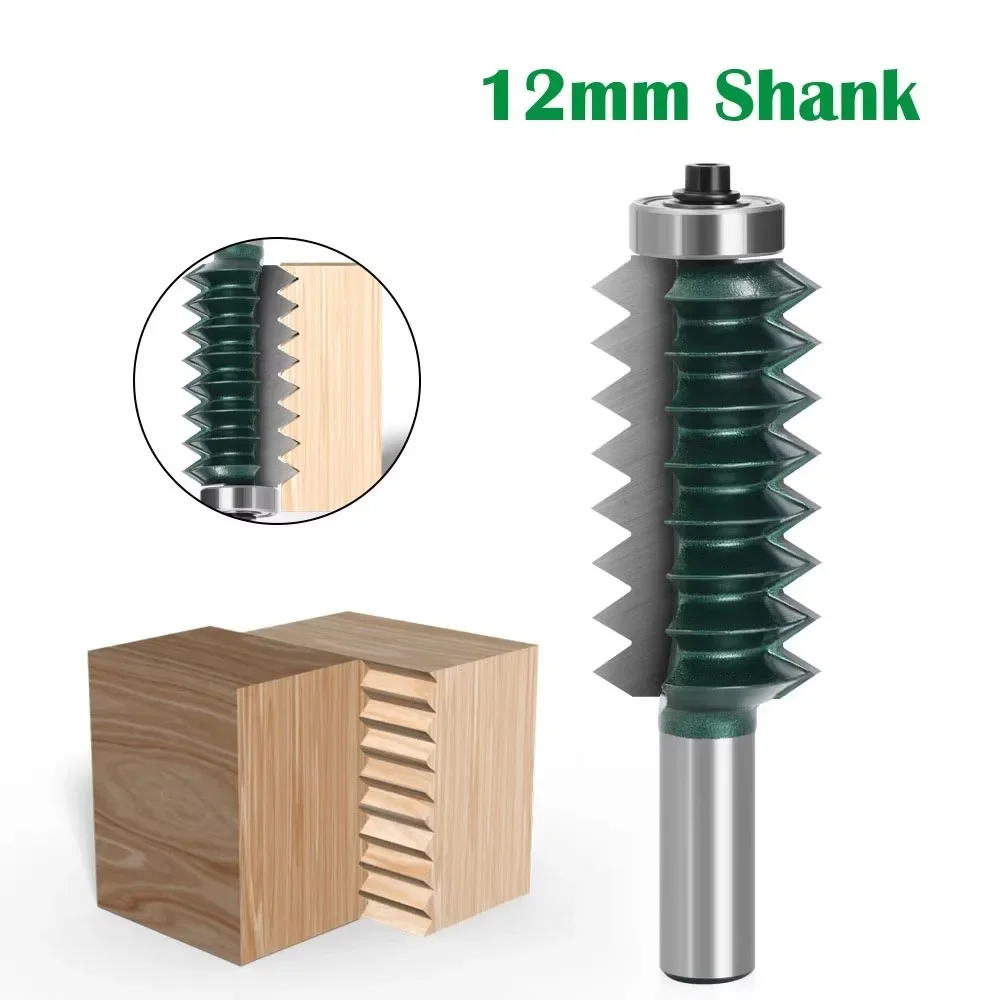 1pc 12mm Shank Finger Joint Glue Milling Cutter Raised Panel V Joint Router Bits for Wood Tenon Woodwork Cone Tenoning Bit