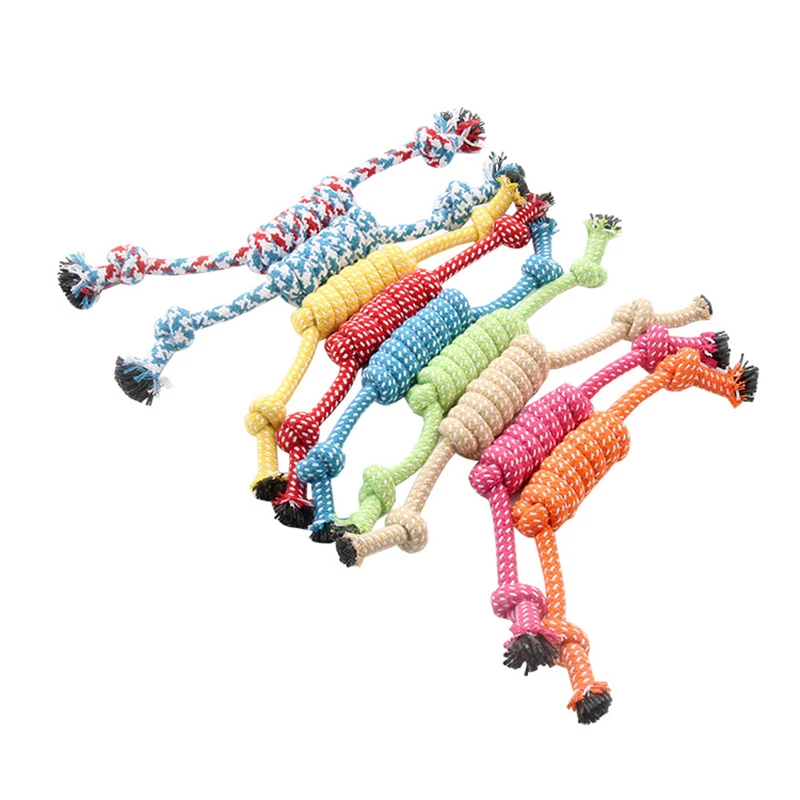 1Pcs Cotton Chew Pets dogs Toys Puppy Durable Braided Bone Knot Rope 27CM Tooth Cleaning Tool Pet Products Dropshipping Center