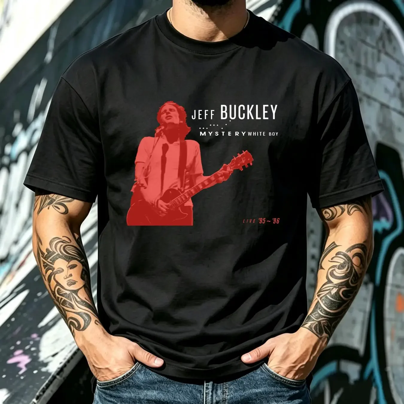 washed T Shirt Jeff Buckley Tour 1995 90s Music LB1907 vintage Washed Stretched streetwear designer clothes homme Stylish