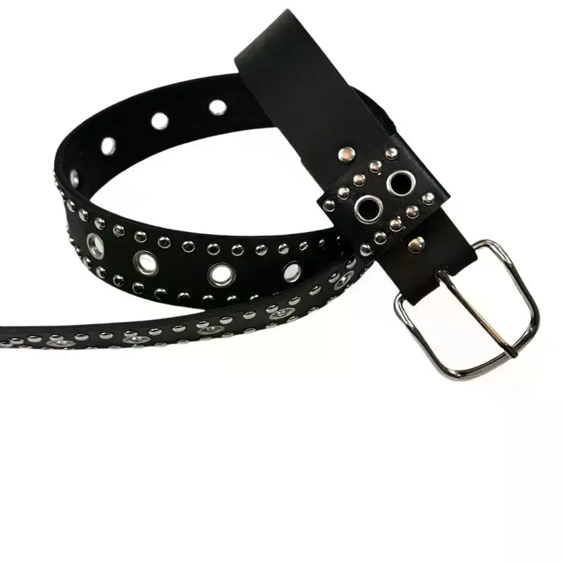 Women Belt Women's Jeans Tie-in Ladies' Belt Fashion Personality Rivet Belt Senior Black Fashion